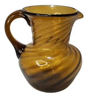 1970s Swirl Optic Amber Glass Pitcher
