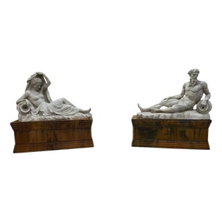 Italian Artist, Large Sculptures of Greek Mythological Figures, 1990, Marble, Set of 2 For Sale