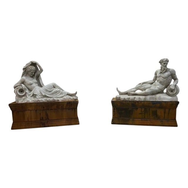 Italian Artist, Large Sculptures of Greek Mythological Figures, 1990, Marble, Set of 2 For Sale