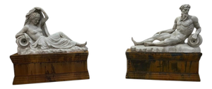 Italian Artist, Large Sculptures of Greek Mythological Figures, 1990, Marble, Set of 2
