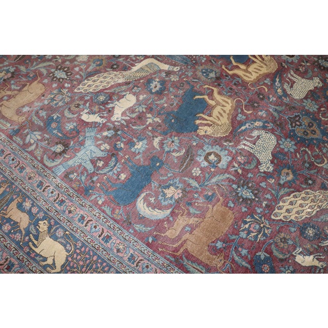 Persian Animal Motif Persian Meshed early 20th Century Rug - 10'1" x 13'5" For Sale - Image 3 of 14