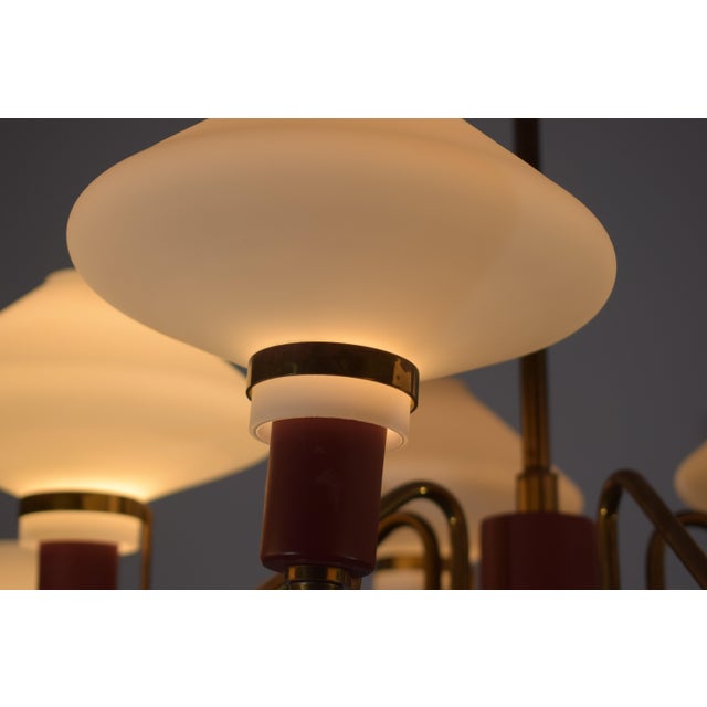 Gold 10-Light Chandelier from Lumen, 1950 For Sale - Image 8 of 12