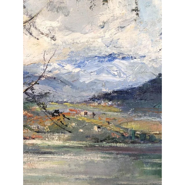 Laure Stella Bruni, Lac et Montagnes, Oil on Canvas, Framed For Sale - Image 6 of 11