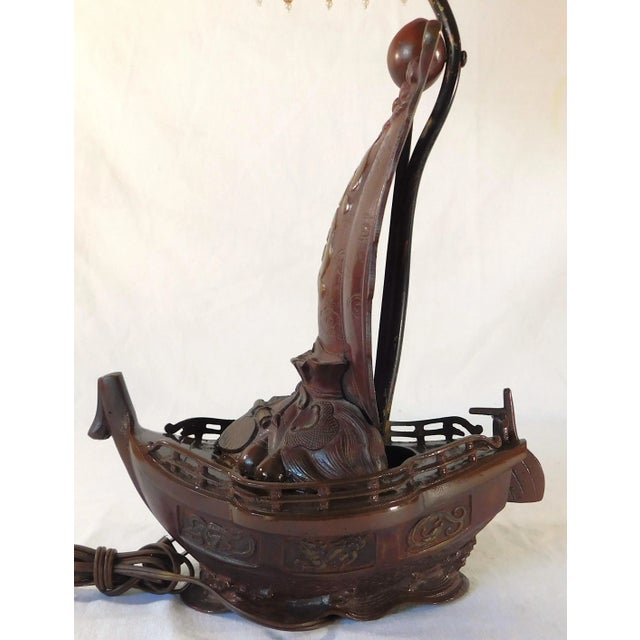Metal Vintage Mid Century Cast Iron Pirate Ship Table Lamp For Sale - Image 7 of 12