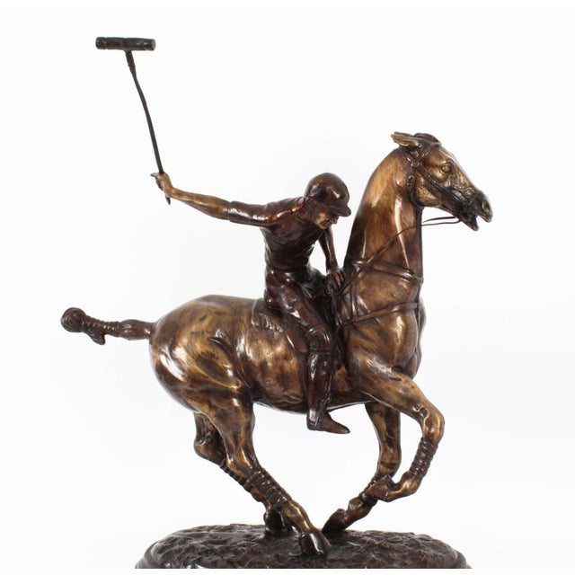 Polo Player Galloping Horse Sculpture, 20th Century, Bronze For Sale - Image 3 of 14