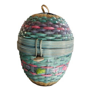 1970s Giant Vintage Wicker Easter Egg Basket For Sale