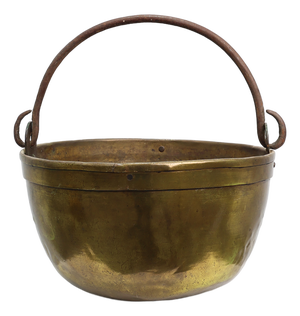 Large French Farmhouse Copper Kettle with Iron Handle