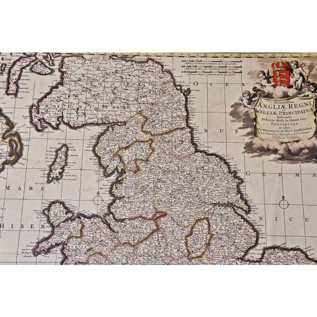 White Large 17th Century Hand Colored Map of England and the British Isles by de Wit For Sale - Image 8 of 11