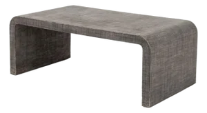 Karl Springer Style Gray Grasscloth Coffee Table