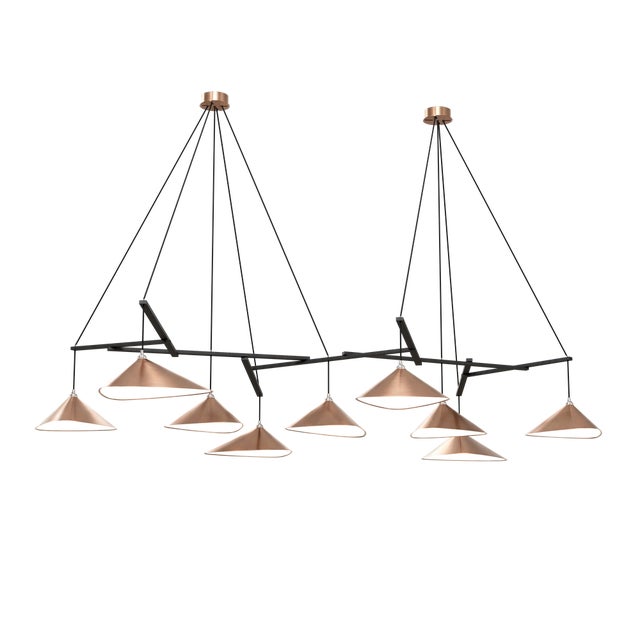 Emily Group of Nine Pendant Light in Copper Semi-Matte by Daniel Becker for Moss Objects For Sale - Image 4 of 4
