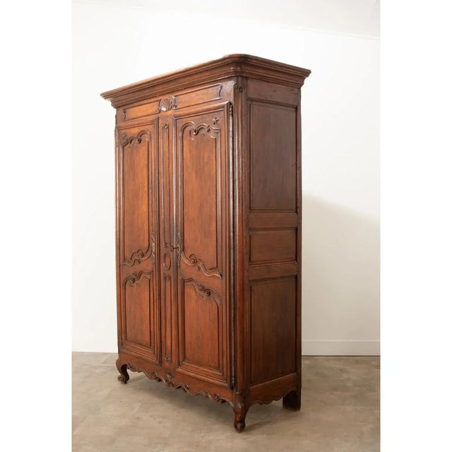 18th Century French Louis XV Style Solid Oak Armoire For Sale In Baton Rouge - Image 6 of 12