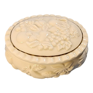 1990s Lenox Porcelain Trinket Keepsake Box ~ 22k Gold Trim "Fruits of Life"