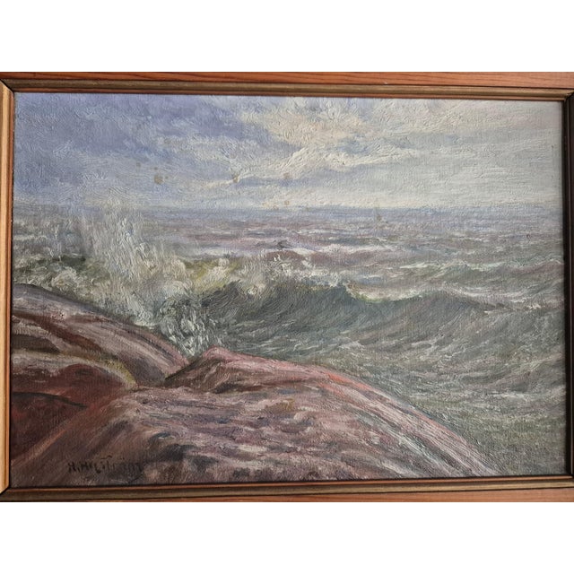 Swedish Artist, Ocean / Archipelago Motif, Mid-1900s, Oil on Canvas For Sale - Image 5 of 6