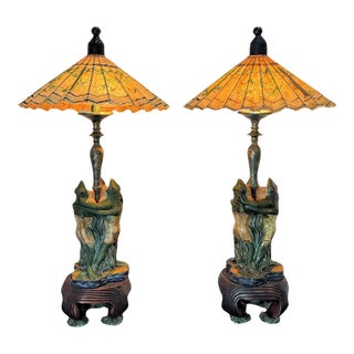 Vintage Frederick Cooper Frogs Lamps, a Pair For Sale
