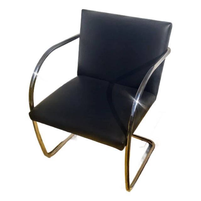 Late 20th Century Knoll Brno Tubular Leather Armchair For Sale