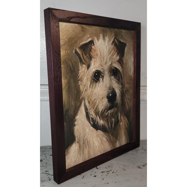 Vintage Terrier Oil Painting For Sale - Image 4 of 5