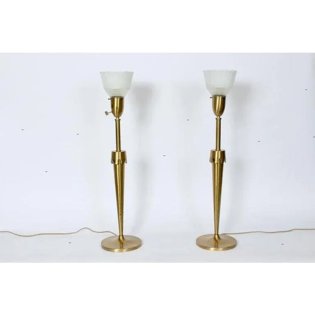 Rembrandt Lighting Co. Parzinger Style Brass Candlestick Torch Table Lamps A Pair Chairish