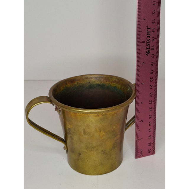 Rustic Antique Russian Brass Netilat Yadayim Hand Wash Cup, C. 1898 Maker's Mark Tula For Sale - Image 3 of 16