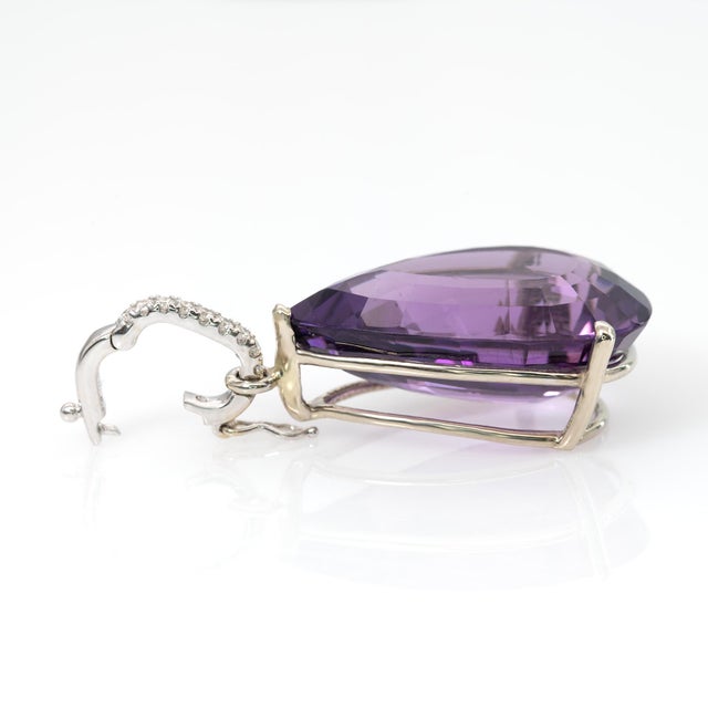 8.1Ct Amethyst Pendant With Earth Mined Diamond Accents: Solid 14k Gold, 23x16mm For Sale In Columbus - Image 6 of 8