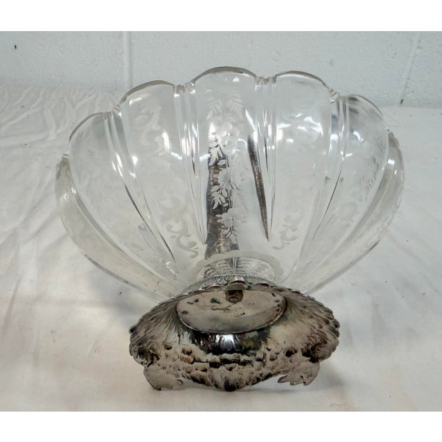 Antique 1800's Georg Roth & Co. Hanau German 800 Silver Cut Glass Swan Bowl For Sale - Image 15 of 17