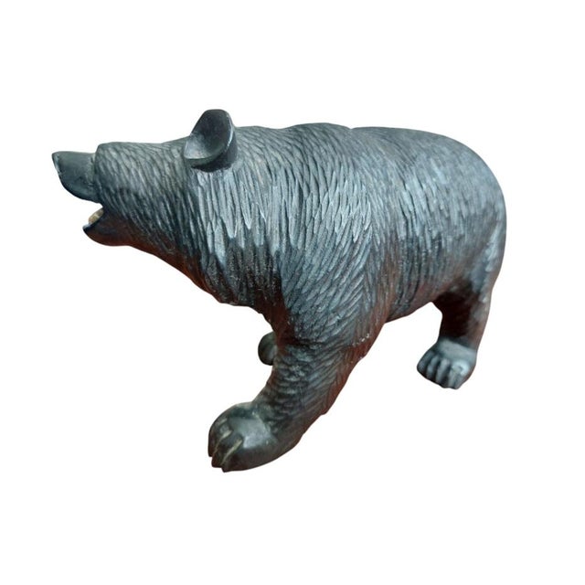French Black Forest Carved Bear Figures, 1940s, Set of 2 For Sale - Image 6 of 7
