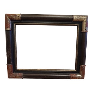 Vintage Mahogany Wood Frame With Metal Corners [For 9"x12" Painting] For Sale