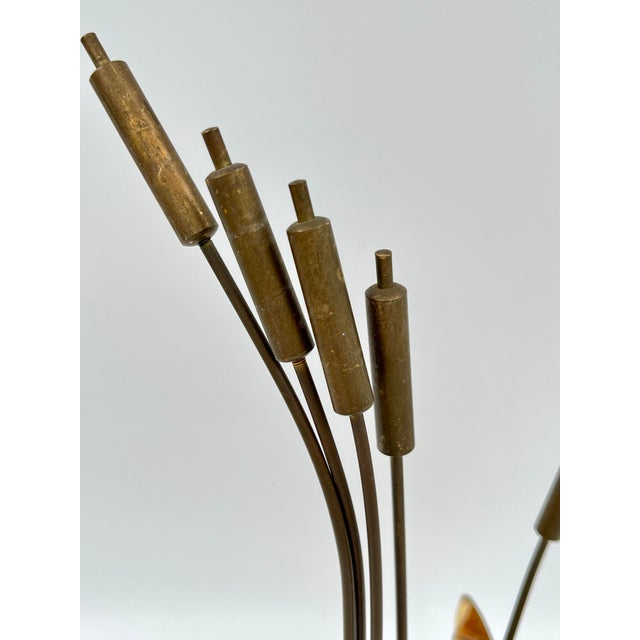 Mid-Century Modern Mid-Century Modern Brutalist Curtis Jere Style Brass Cattails Sculpture For Sale - Image 3 of 8