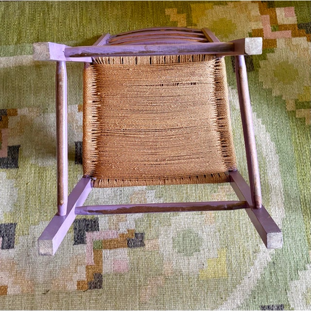 Purple Danish Vintage Ladderback Armchair Featuring a Hand-Woven Rush For Sale - Image 8 of 10