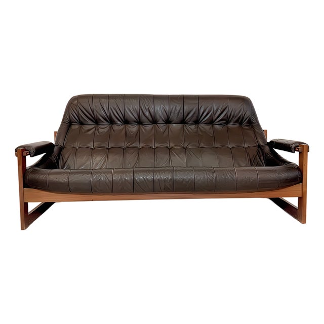 Leather MP-91 / MP-163 Earth Lounge Sofa from Percival Lafer, Brazil, 1970s For Sale