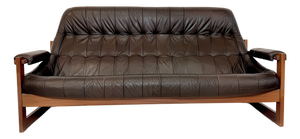 Leather MP-91 / MP-163 Earth Lounge Sofa from Percival Lafer, Brazil, 1970s