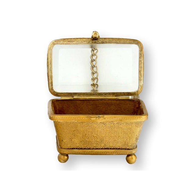 Antique Gilt Small Jewelry / Ring Box For Sale - Image 4 of 5