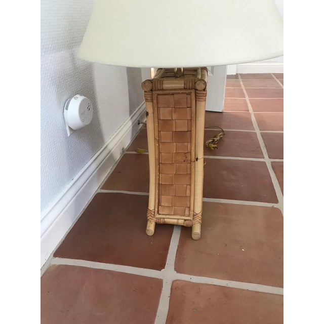 Coastal 1970s Bamboo and Leather Strap Lamps - a Pair For Sale - Image 3 of 7