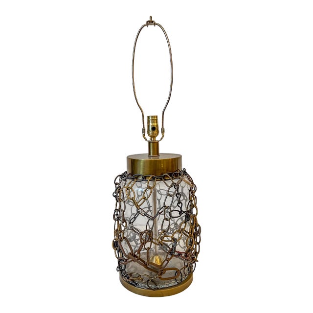 Vintage Jar Shaped Brass Chain Lamp For Sale