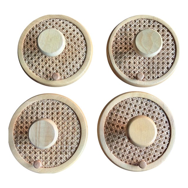 Coat Wall Hooks in Wood and Woven Cane, 1960s, Set of 2 For Sale - Image 13 of 13