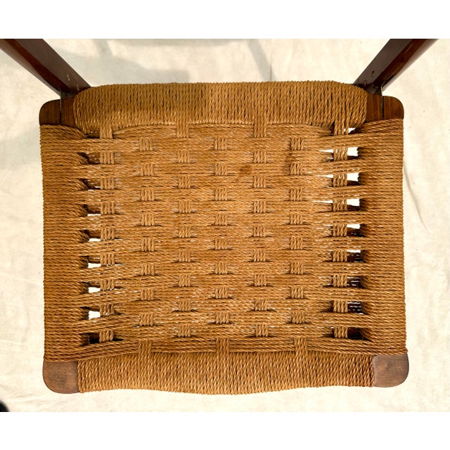 Brown MCM Scandinavian Modern Folding Gentleman’s Valet Chair With Woven Seat For Sale - Image 8 of 11