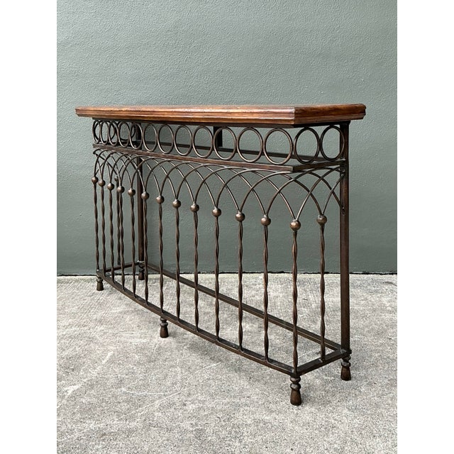 Vintage Twisted Wrought Iron Console Table For Sale - Image 9 of 12