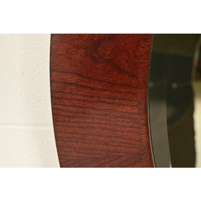 Stickley Stickley Modern Art Deco Mahogany Framed Round Beveled Wall Mirror For Sale - Image 4 of 9