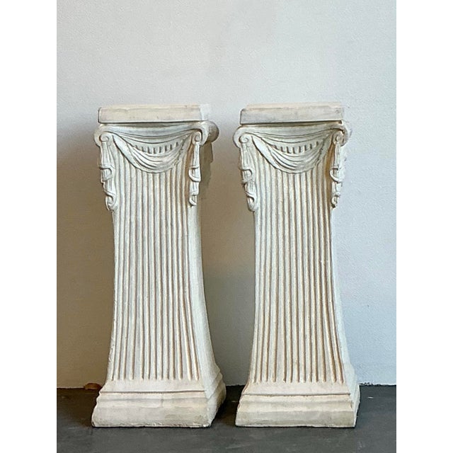 Vintage Swag Plaster Pedestals - A Pair For Sale - Image 10 of 12