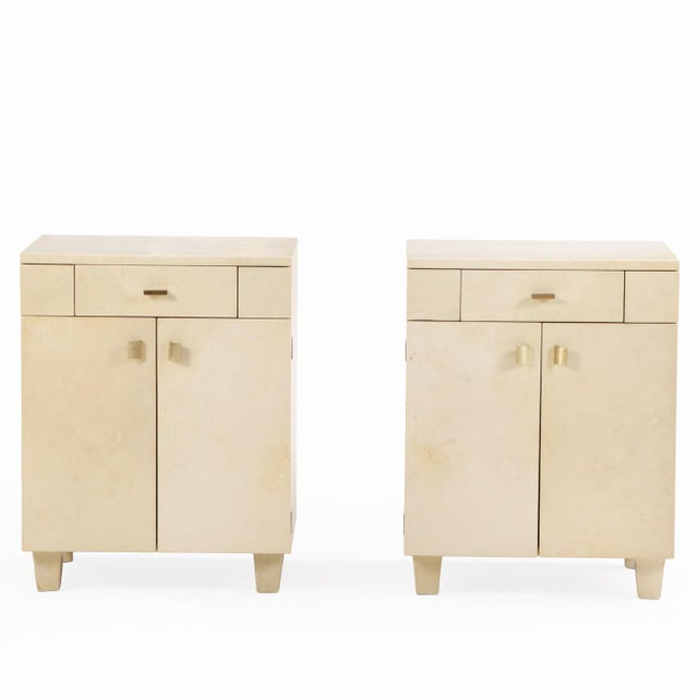1960s A Pair of Parchment-Clad Cabinets or Nightstands, C. 1960. For Sale - Image 5 of 10