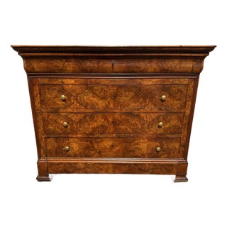 19th Century Louis Philippe Burl Walnut Chest of Drawer / Commodes For Sale