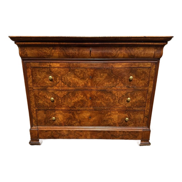 19th Century Louis Philippe Burl Walnut Chest of Drawer / Commodes For Sale