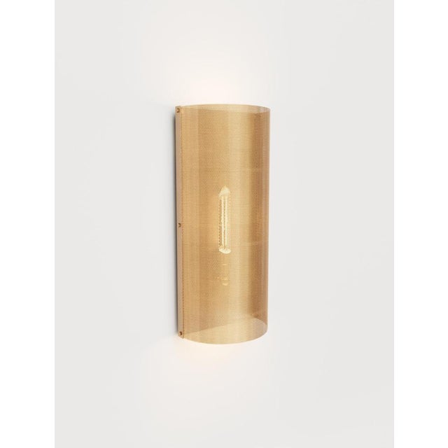 79 wall lamp in brass, aluminum & steel with 18k gold by studio marine breynaert. Dimensions: w 21 x d 12.5 x h 46 cm....