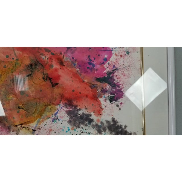 Green 1990 Jenice Sommer Mixed Media Colorful Abstract Painting For Sale - Image 8 of 12