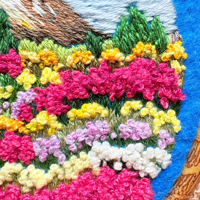 Blooming Valley & Snow Peak - Hand-Embroidered Wall Art For Sale - Image 11 of 14