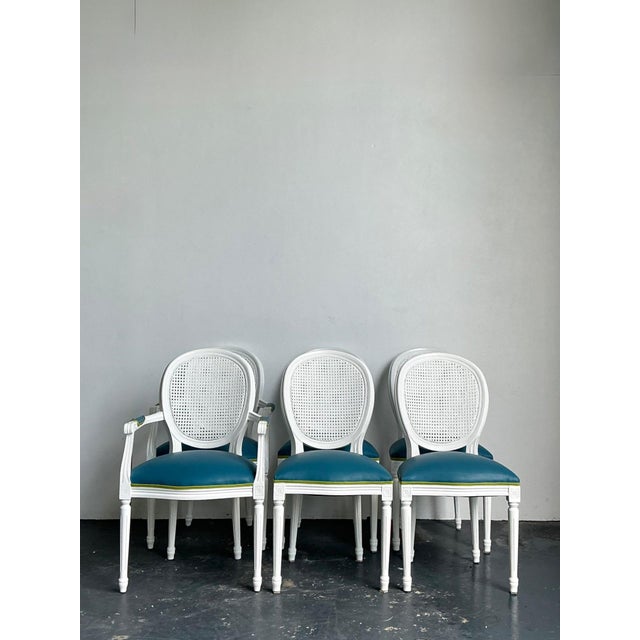 Vintage Medallion Back Cane Dining Chairs - Set of Six For Sale In West Palm - Image 6 of 10