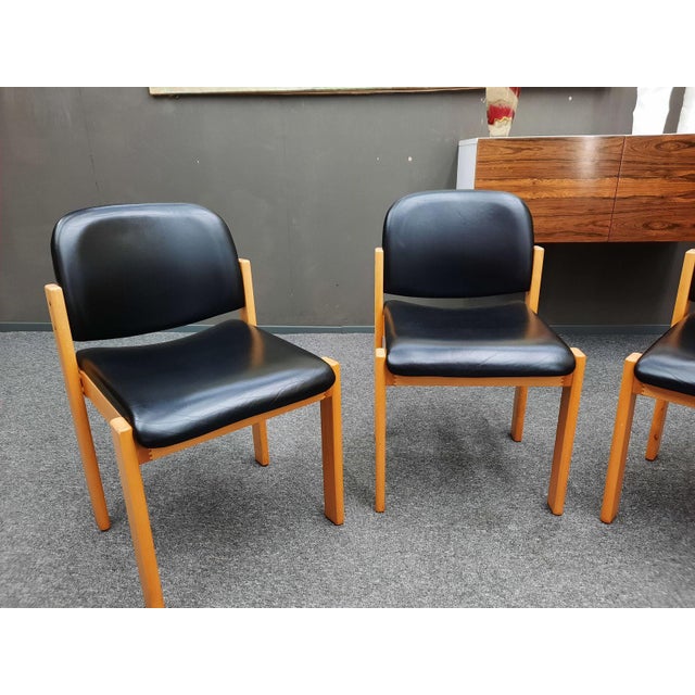 1970s Mid-Century Beechwood and Leather Chairs from Wilde + Spieth, 1970s, Set of 4 For Sale - Image 5 of 15