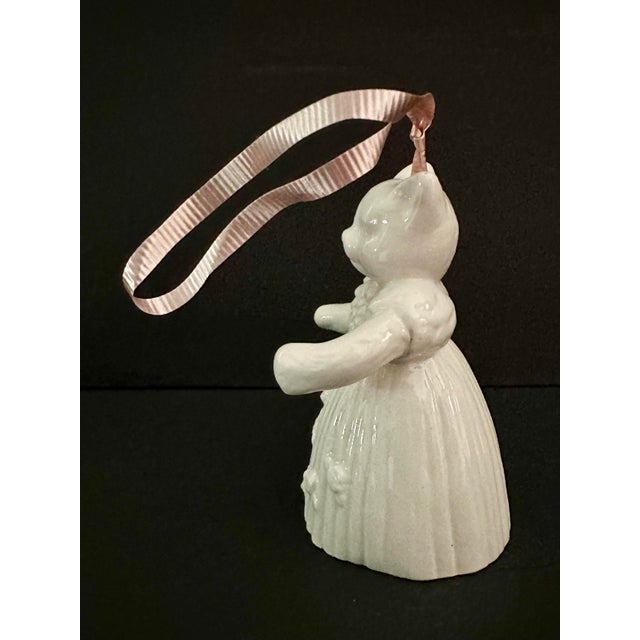 White Vintage 2003 White Porcelain Cat/Kitten Ballerina Shaped Bell For Sale - Image 8 of 8