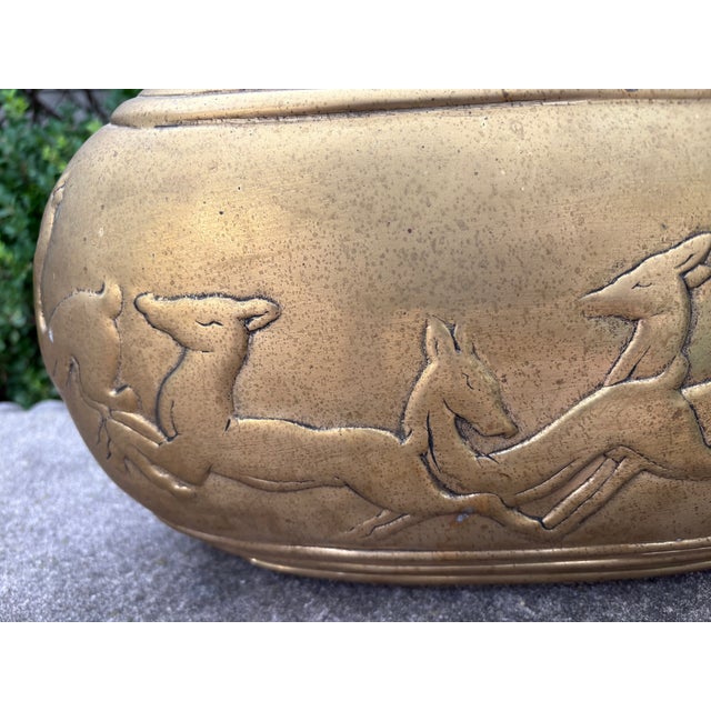 1980s Dolbi Cashier Brass Vase With Deer For Sale - Image 10 of 11