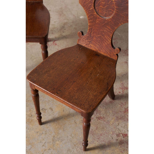 Pair of 19th Century Oak Hall Chairs For Sale - Image 4 of 10