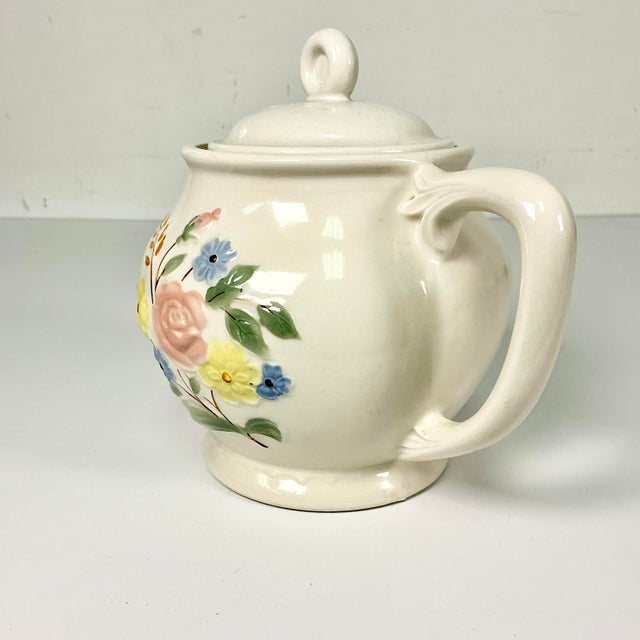 1940s Vintage Farmhouse Boho Chic Art Deco Porcelier Vitreous Large Tea Pot, 6 Cup. For Sale - Image 6 of 13